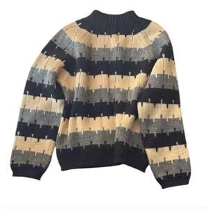Blue Star Vintage Wool Black & White Striped Sweater Sz M